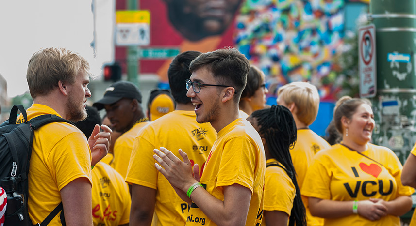 Students wearing I love VCU t-shirts