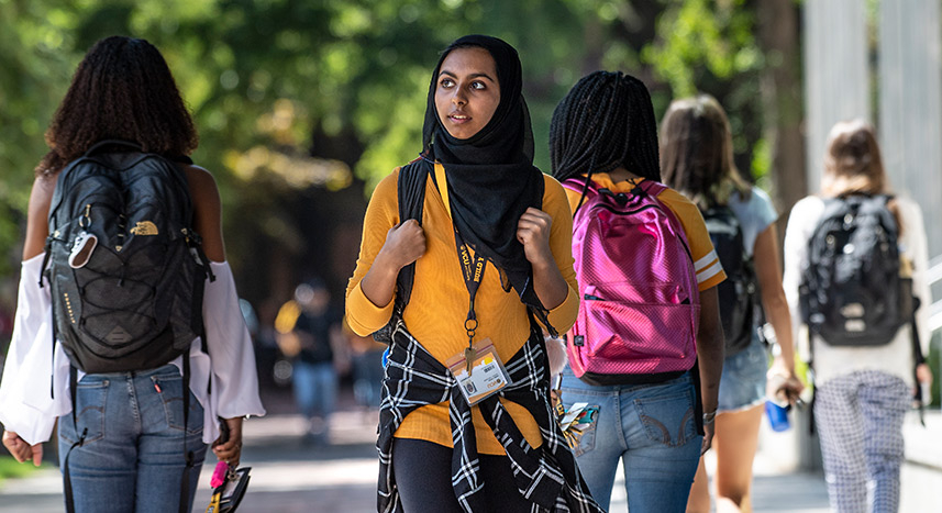 Students walking on campus